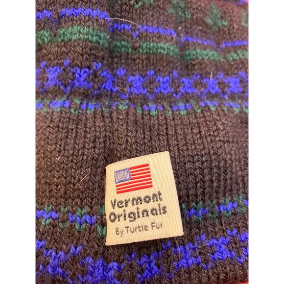 Vermont Original  'RGB Lights' Knit hat Brown/Blue and Red. Pre-Owned - Picture 3 of 4